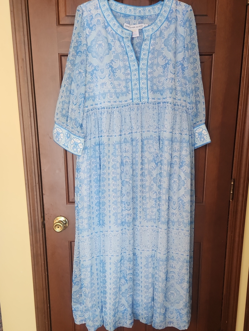 Gretchen Scott Designs Light Blue Floral Print Maxi Dress